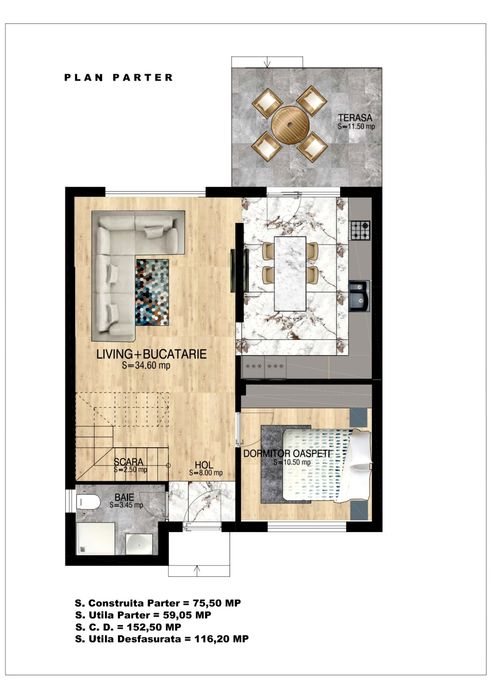 Lângă București -Bragadiru - Vilă Modernă cu 3 Dormitoare, Curte 316mp