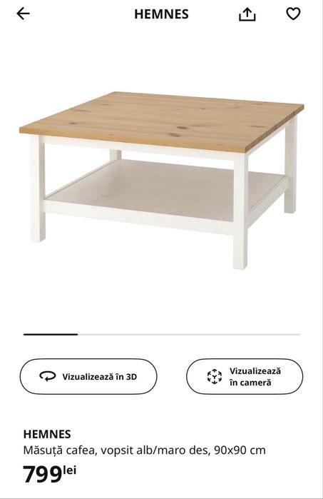 Masuta de cafea lem masiv Ikea