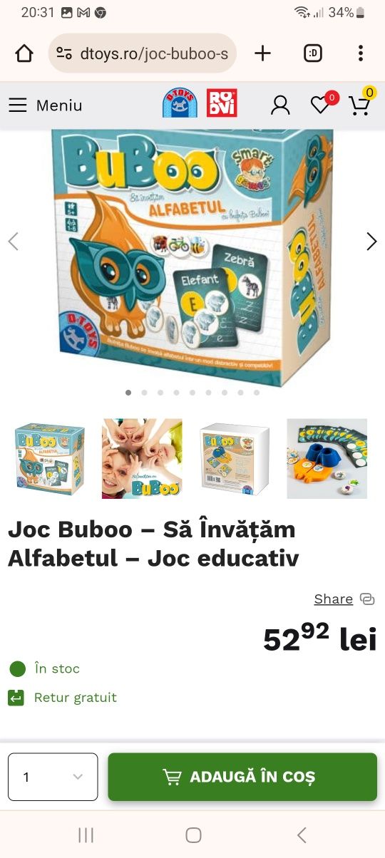 Bufnita Buboo & puzzle dinozauri