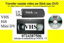 Transfer casete video VHS, 8 mm, MiniDv, pe Stick USB, HDD sau DVD