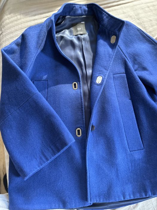 Palton Mango lana S albastru