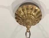 Plafoniera din bronz antic si portelan albastru cobalt Spania, sec XX.