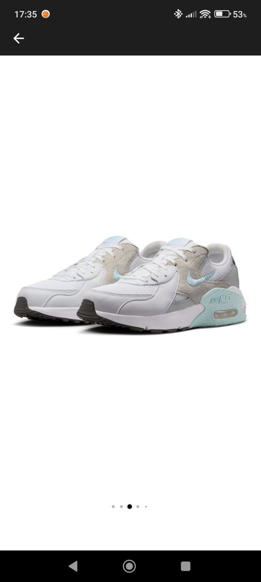Nike - Кожени спортни обувки Air Max Excee с велур, Бял, Аквамарин син