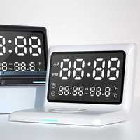 YZ-1 Дигитален LED часовник  Аларма +Безжично Зарядно Будилник