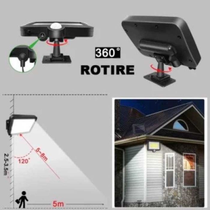 Lampa solara LED cu panou solar ,telecomanda,rezistenta la apa, noua
