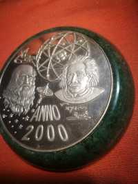 Placheta argint Da Vinci & Einstein. 2000