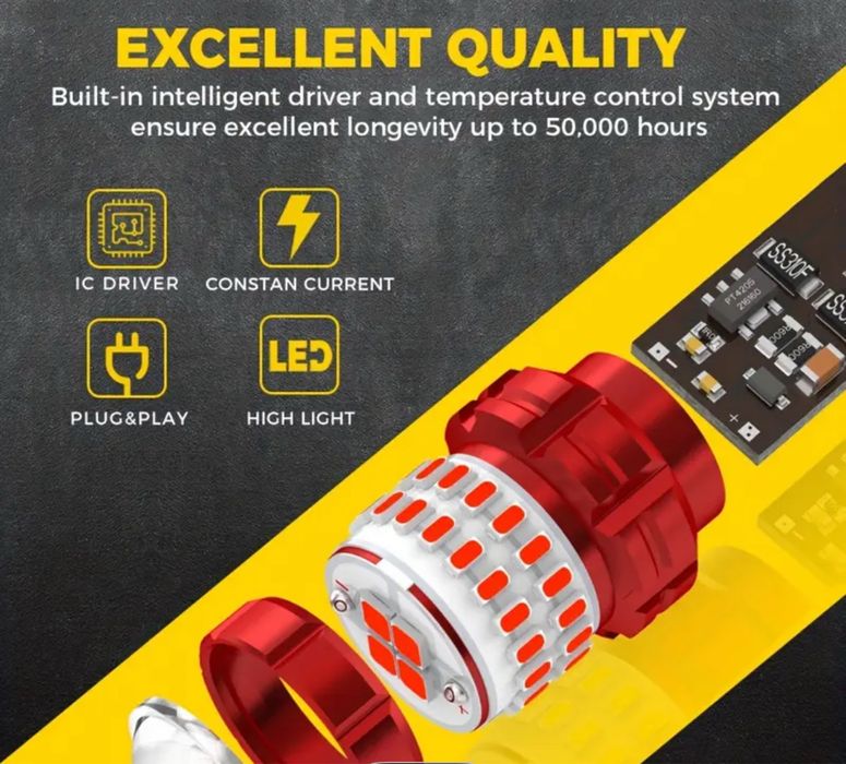 Led P21/4w lumina rosie, set 2buc