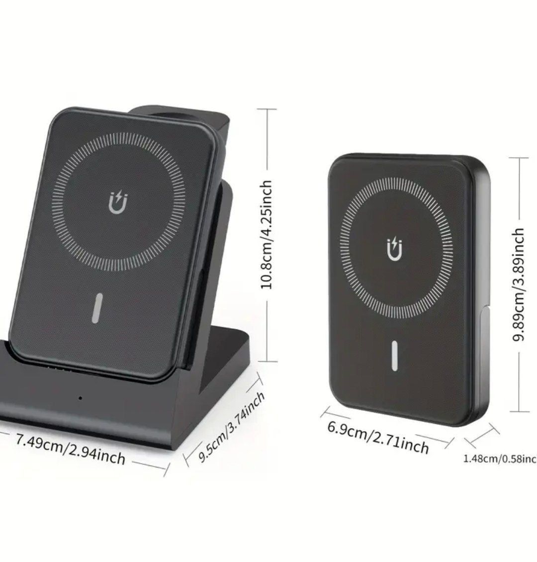Беспроводное зарядное устройство для iPhone 3-в-1, дорожная power bank