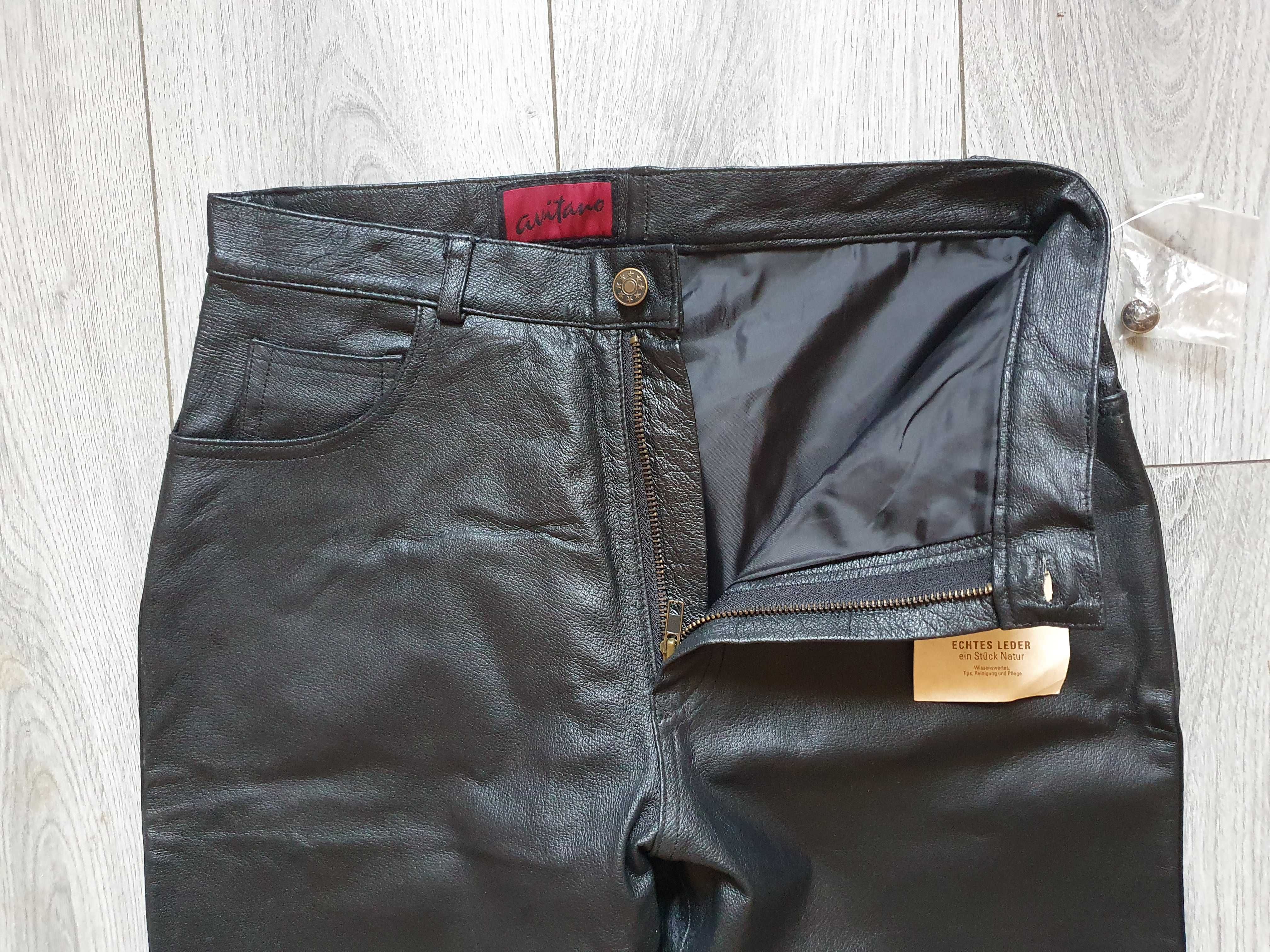 Pantaloni de piele AVITAMO (rock, motor) - Marimea 42 (Talie 80 cm)