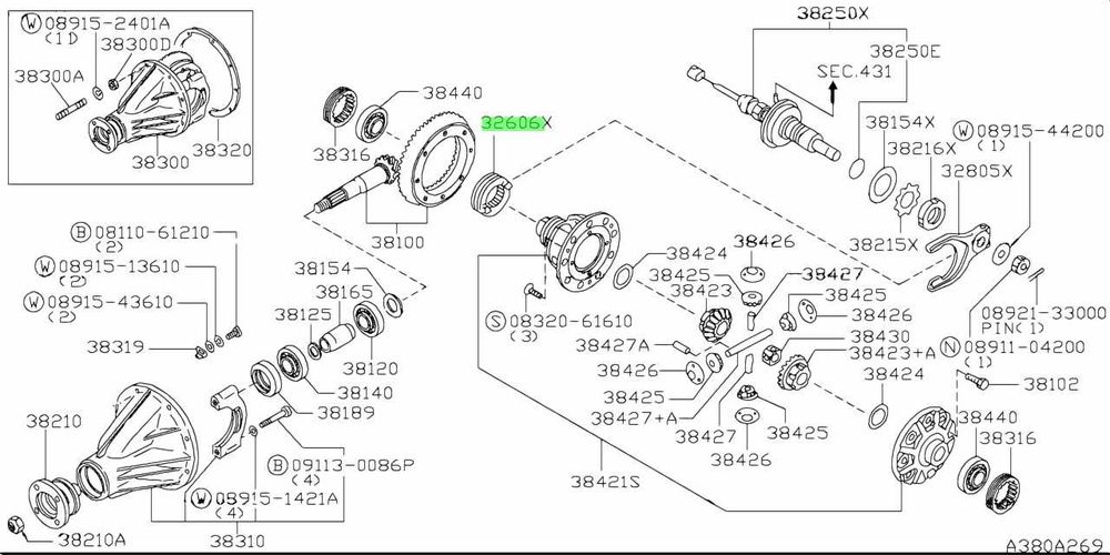 Pinion coroana crabot blocant diferential OEM Nissan Patrol Y60 Y61