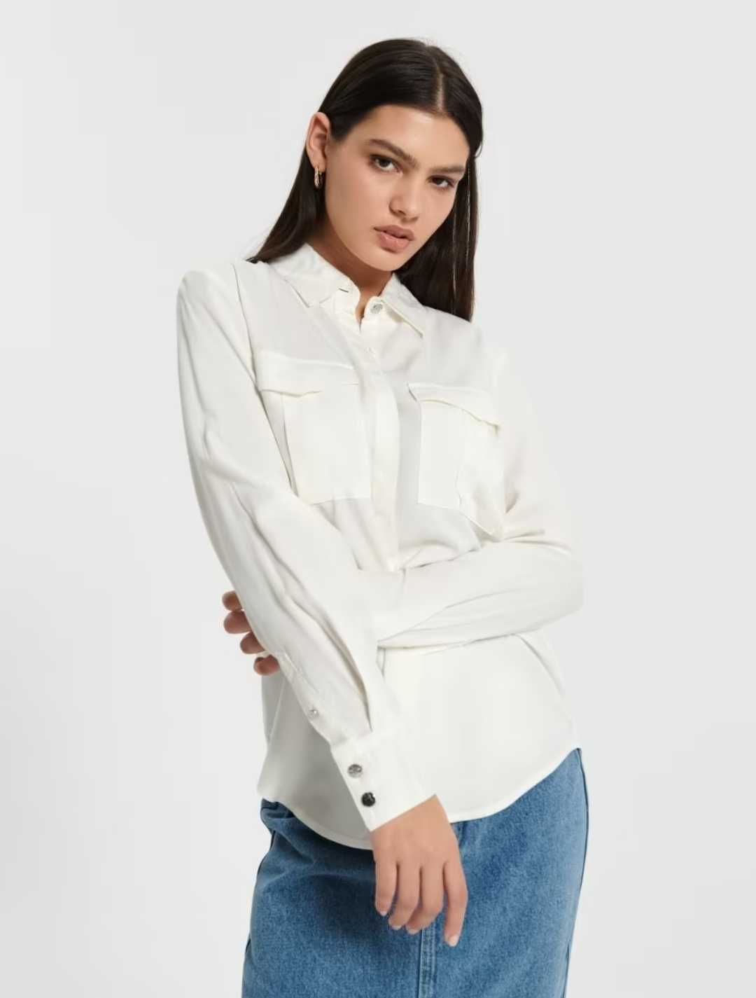 Блуза H&M с пайети, Черна риза НМ/ дълъг ръкав, къс ръкав пайети, нова