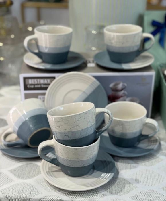 Набор чайных пар 6 комплектов (стакан + блюдце)