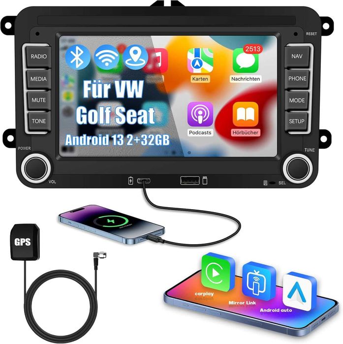 Navigatie auto Android VW Golf 5 6 T5 Polo 6r Caddy Passat Touran Seat