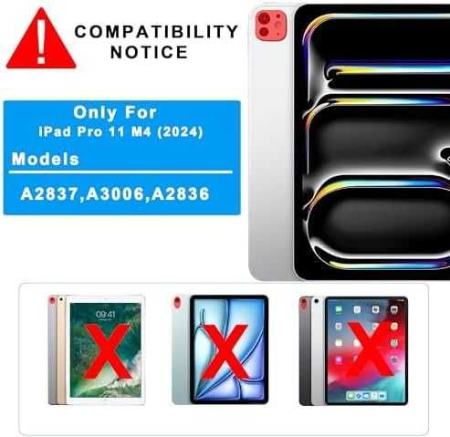Нов Калъф с Клавиатура за таблет iPad Pro 11 2024, Подсветка 7 Цвята