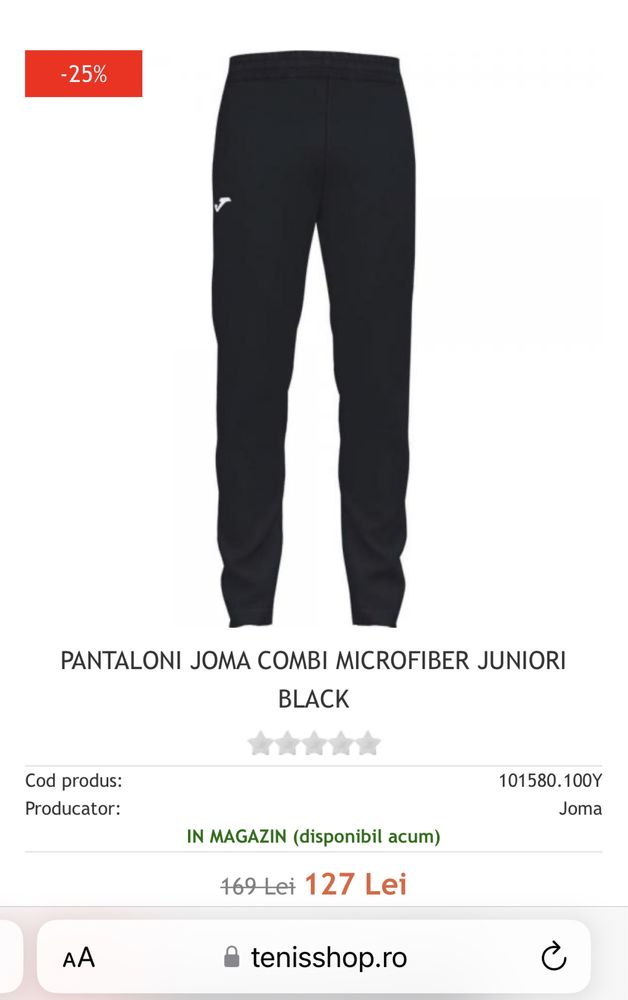 Pantaloni sport Joma, baieti, 10 ani