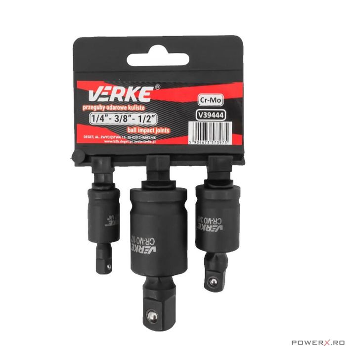 Set 3 adaptoare pentru impact cu articulatie, 75 mm 1/4", 3/8", 1/2",