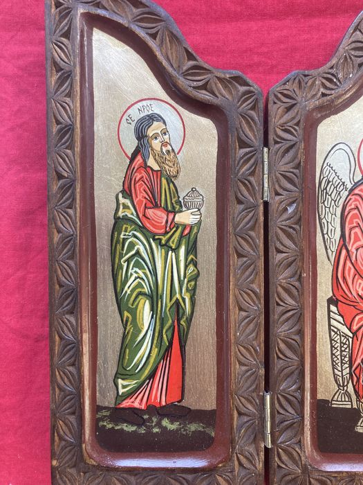 Icoana triptic lemn pictat