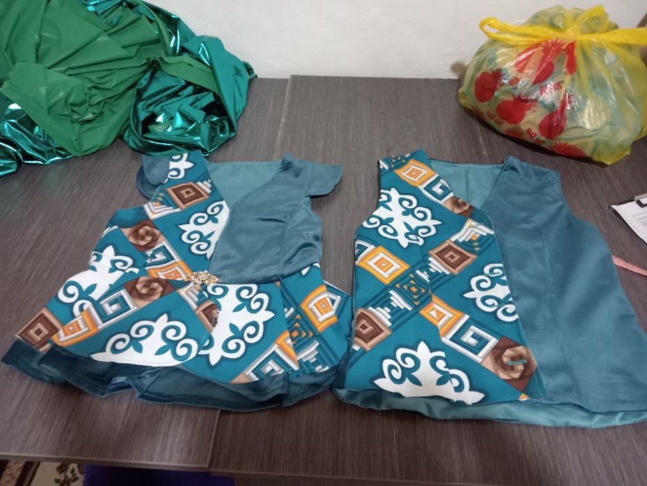 Жилет, тақия этно стилдік корсет қазақша оюмен