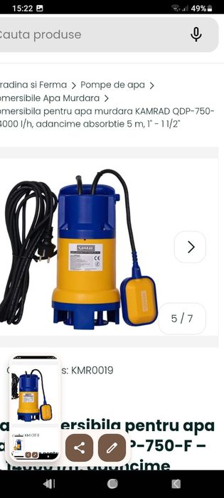 Pompa submersibila pentru apa murdara KAMRAD QDP-750-F – 750W, 14000 l