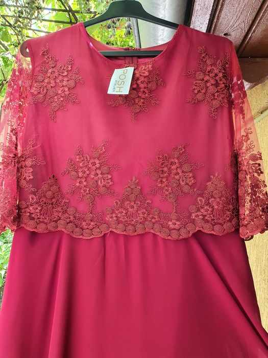 Rochie lunga de ocazie, rosu-grena, Posh Atelier, noua