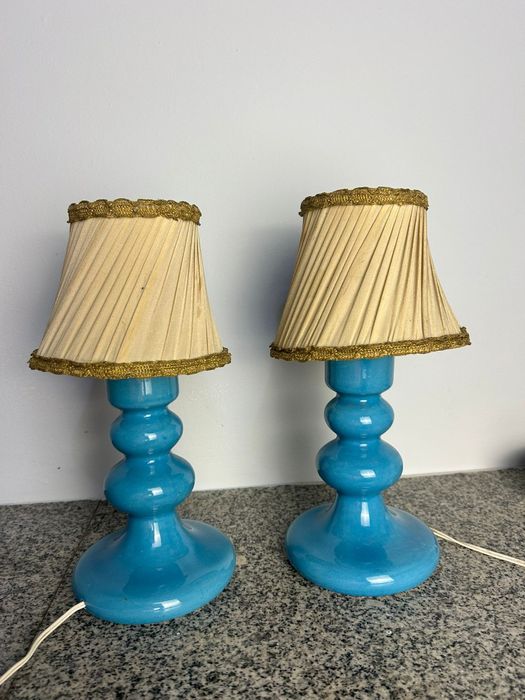 Set doua lampi vintage ceramice albastre
