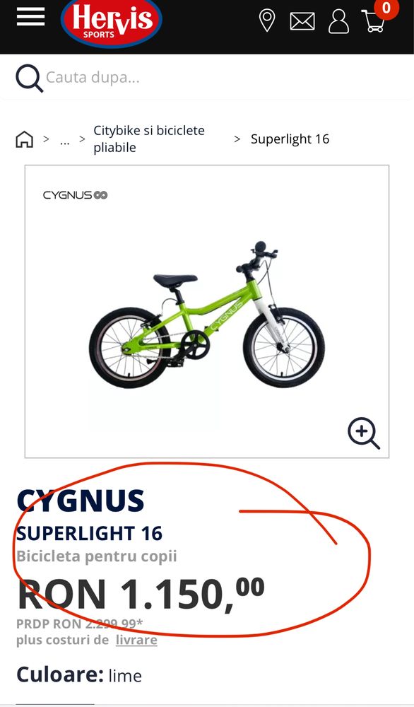 Bicicleta 16' Cygnus