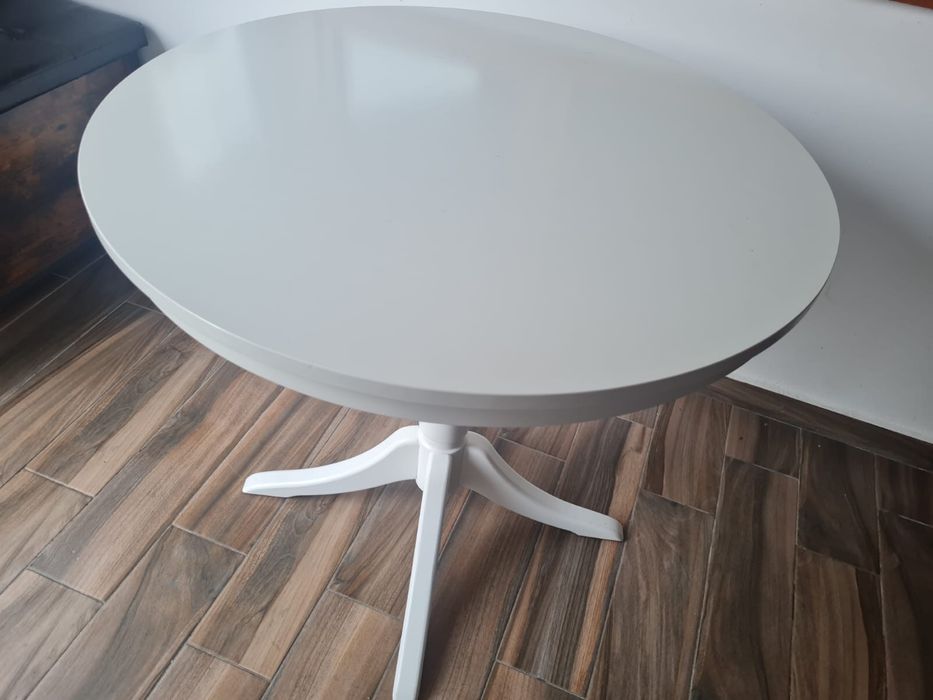 Masa alba blat rotund pentru Bucatarie 80 cm diametrul inaltime 78 cm