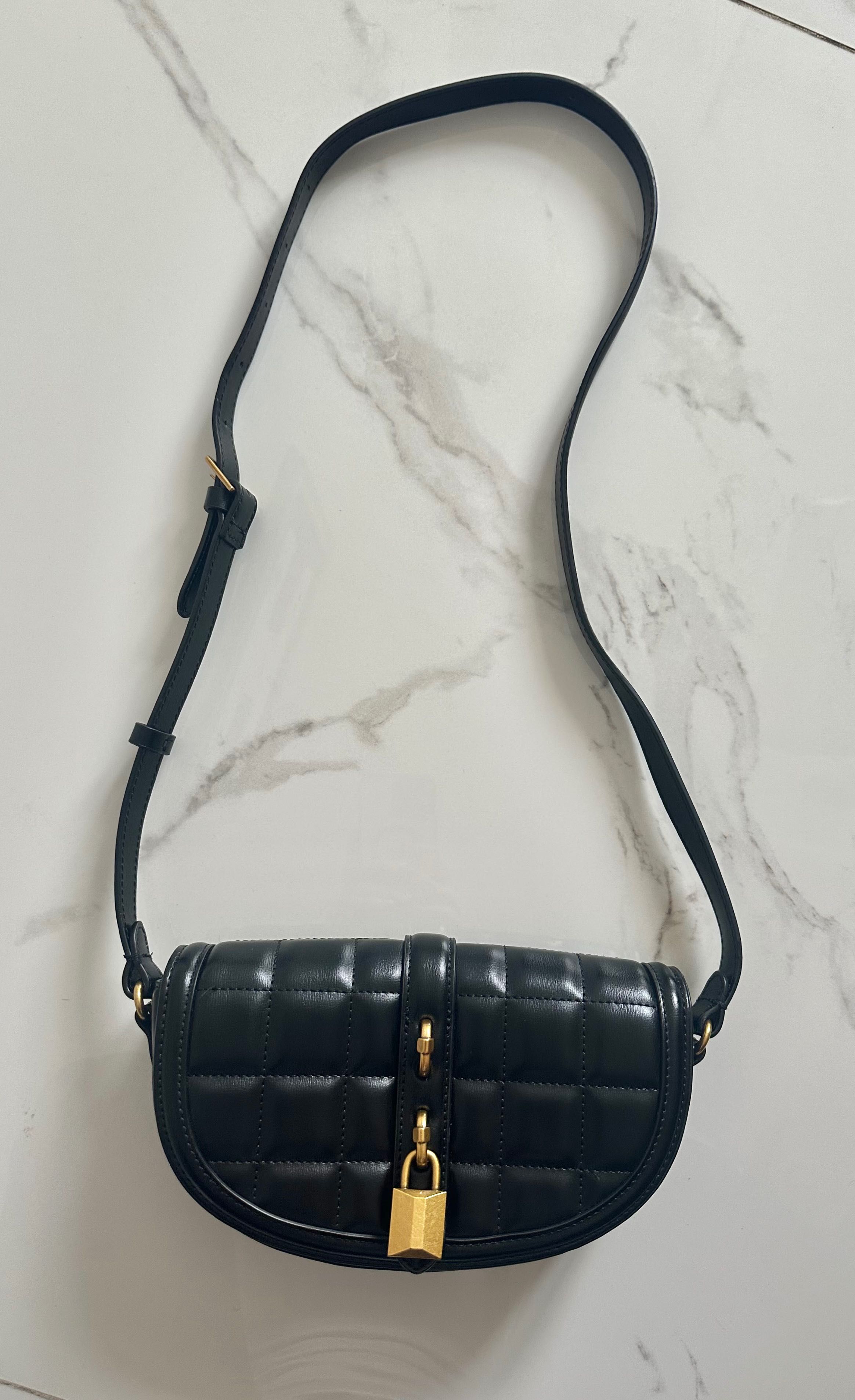 Черна чанта ZARA с дълга дръжка
