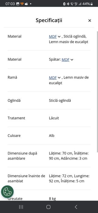 Oglinda cu rama alba din Jisk, transport gratuit 150lei