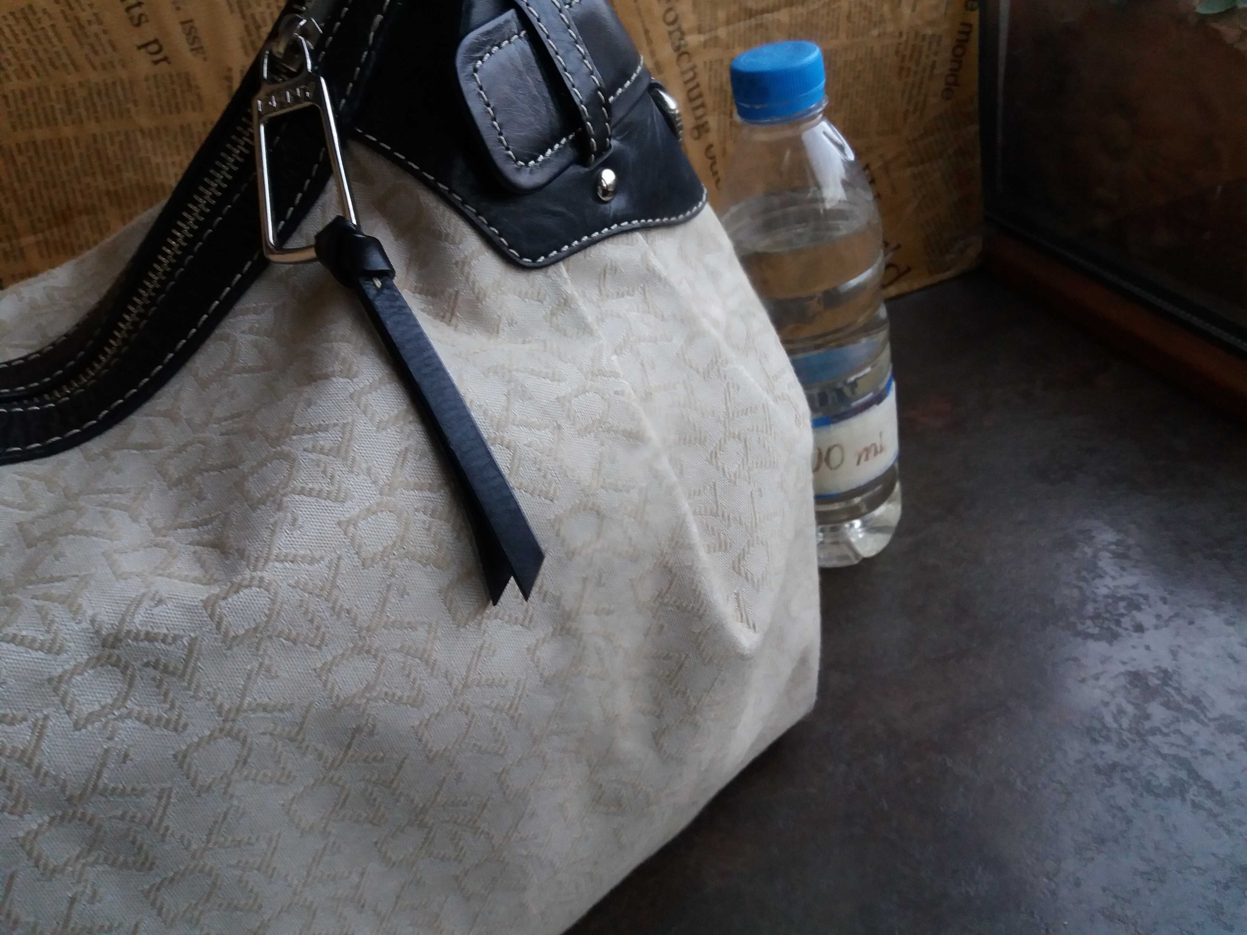 DKNY текстилна чанта-естествена кожа,дона карън