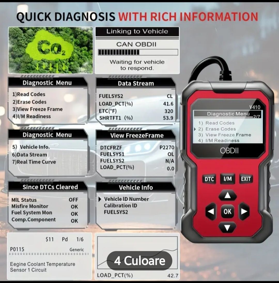 Tester auto OBD 2 diagnoza obd model 2025