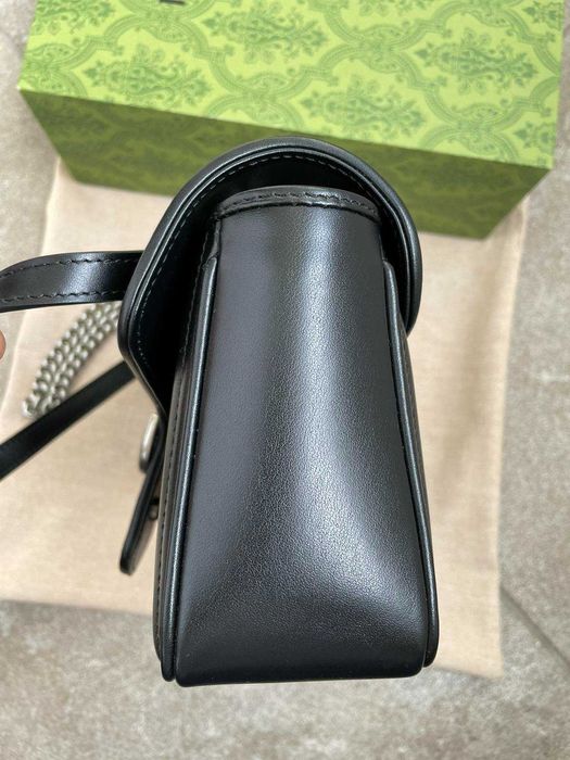 Geantă Gucci din piele neagră originală Gucci Marmont, mâner și lanț