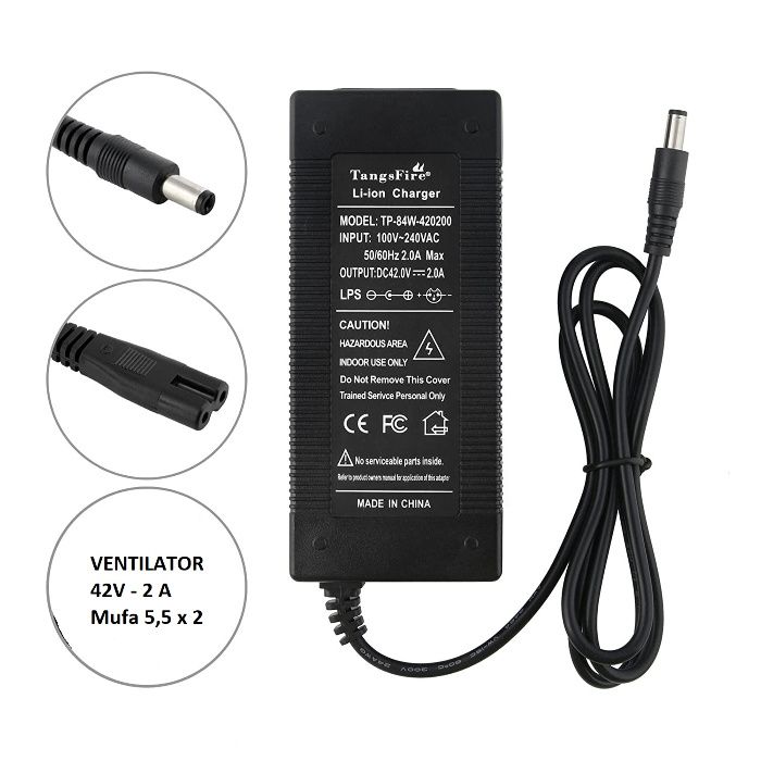 Incarcator profesional 42V-2A, mufa 5,5x2,1  trotinete si scutere