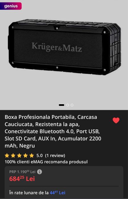 Vând Boxă Portabilă Kruger&Matz Discovery