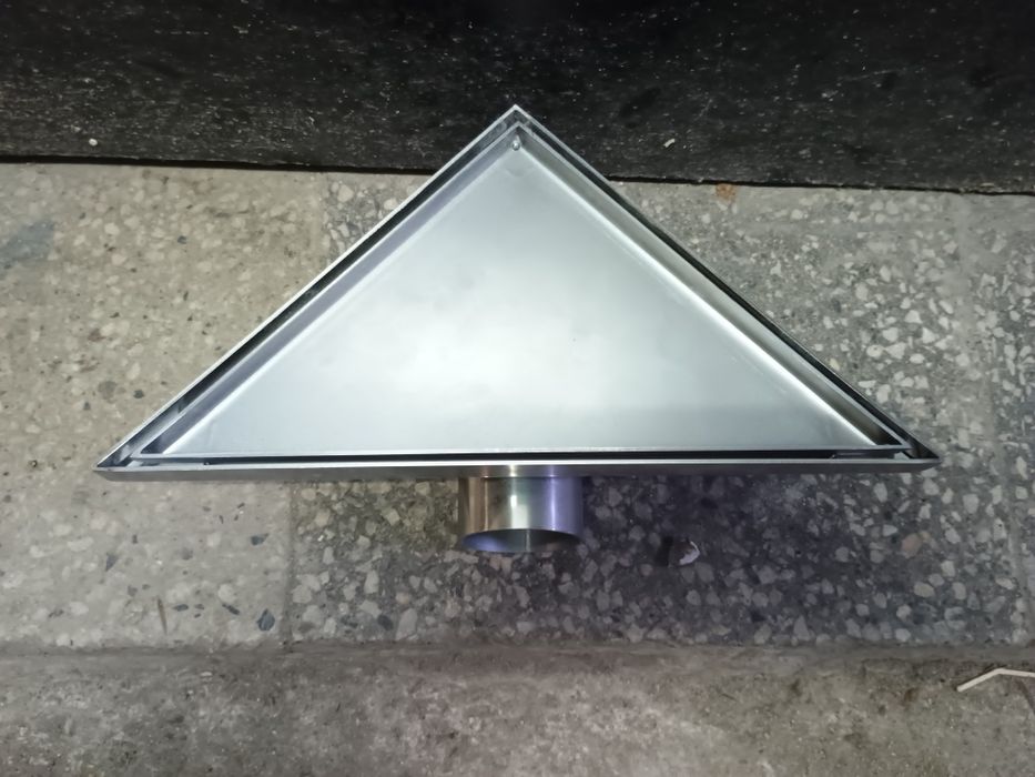 Ъглов подов сифон Inox Style с вградена плочка 20/20