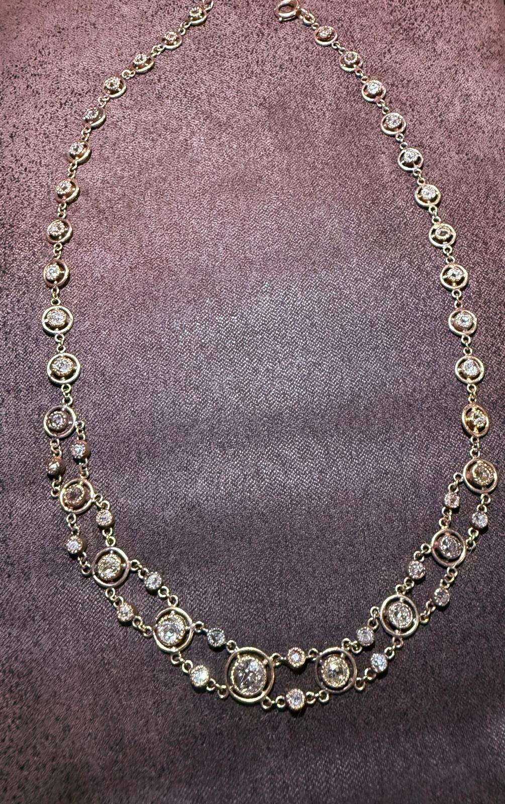Colier Antic 1890 cu 47 diamante 4.22 K.Franta aur 18 k
