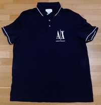 Armani Exchange ICON AX мъжка черна тениска с яка оригинал 100% памук