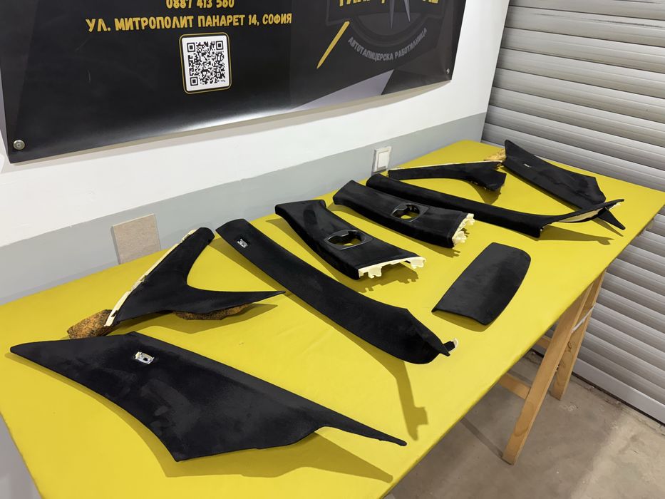 Таван, колонки и прилежащи пластмаси в алкантара е60