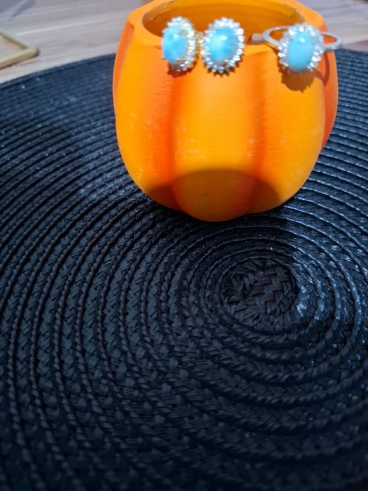 Set cercei si inel larimar reglabil argint aurit