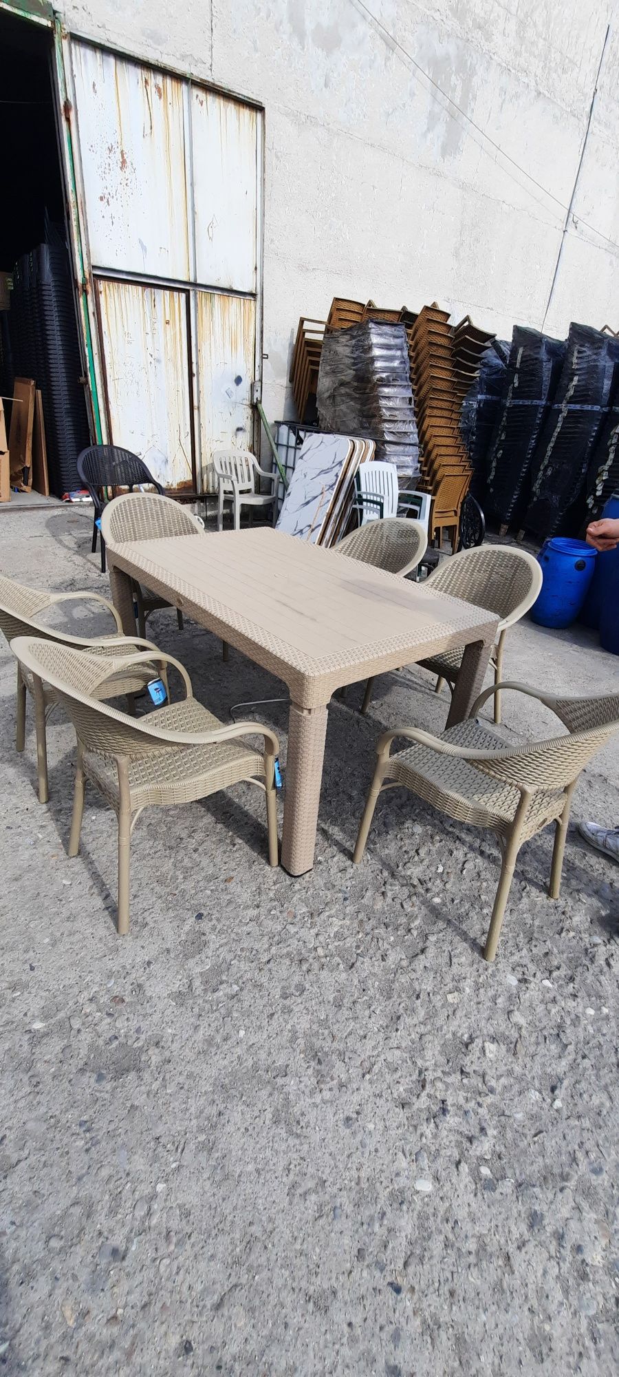 градински комплект 6 стола и маса 90/150 тип ратан/столове/стол/маси