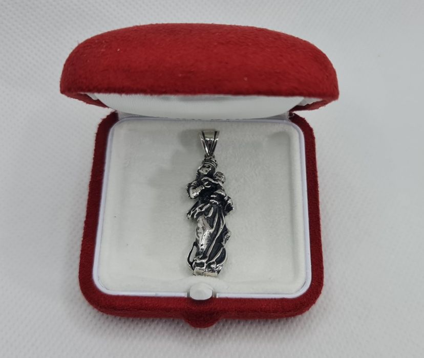 Pandant din argint masiv unicat Fecioara Maria cu Iisus