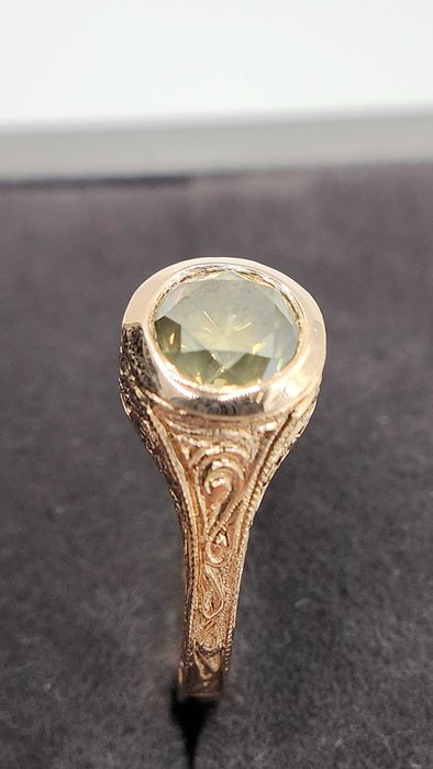 Inel unicat aur 18K diamant natural 1.51ct Fancy IGI
