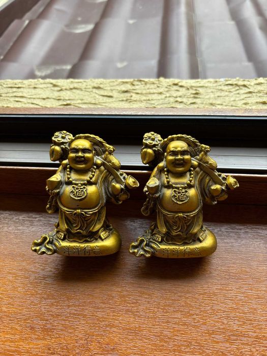 Set figurine Buddha Vesel 2/rășină/9cm×9cm/405g.