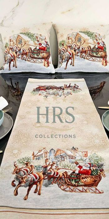 Коледни испански жакардови покривки, тишлайфери, калъфки възглавници