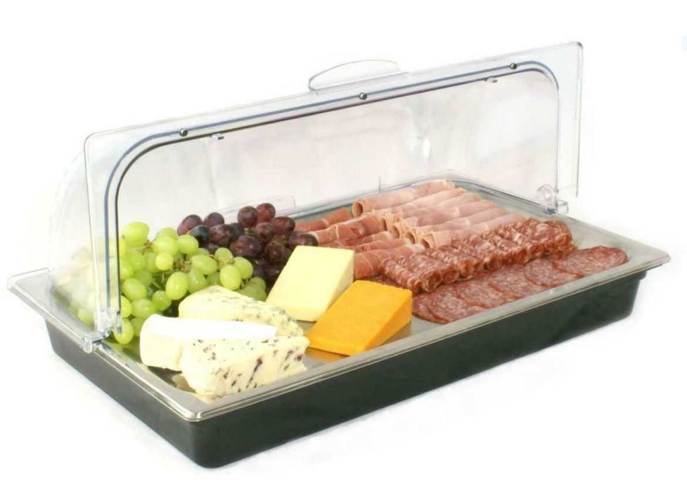 Platou servire bufet, cu tava inox + capac rolltopt -3 bucăți