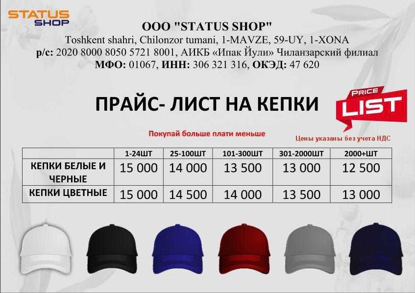 Футболки КЕПКИ от производителя