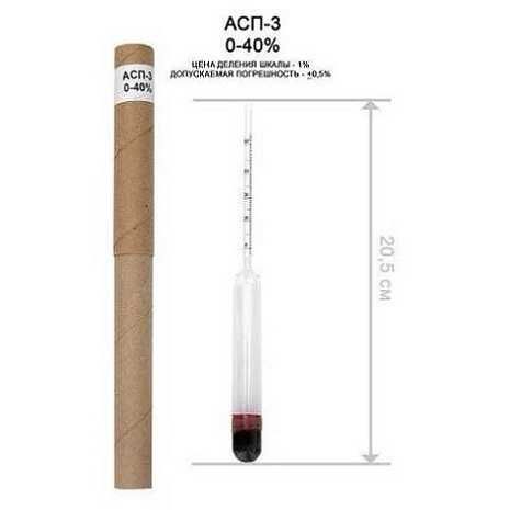 Спиртомер-ареометр профессиональный АСП-3 (0-40°, 40-70°, 70-100°)