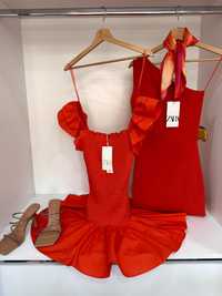 Червена рокля ZARA с воали нова с етикет