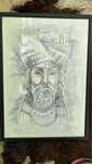 Tablou schitat din pix , barbat cu turban