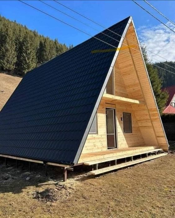 Cabane, din lemn rotund, case,cabane tip Aframe, foișoare, acoperișuri